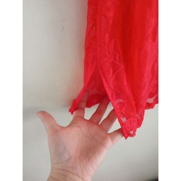 Victoria's Secret Womens M Y2K Nightie Chemise Red Lace Sheer Cami Romantic - Picture 4 of 7